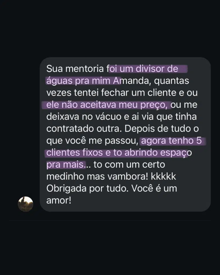 "Tenho 5 clientes fixos e to abrindo espaço pra mais..."